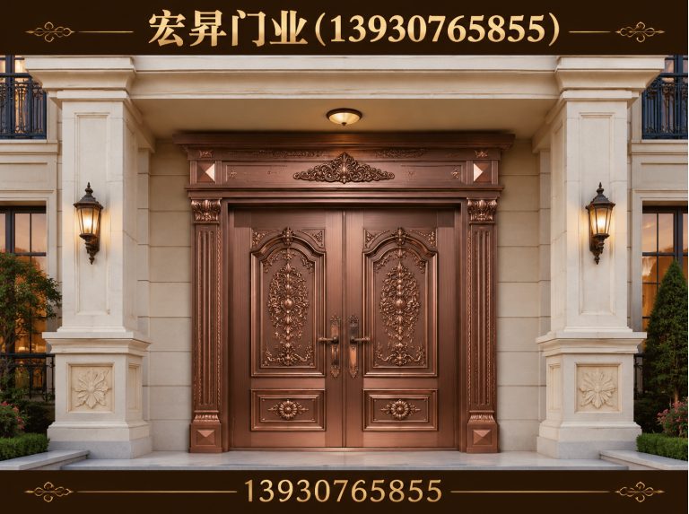 海兴县别墅入户铜门展示图